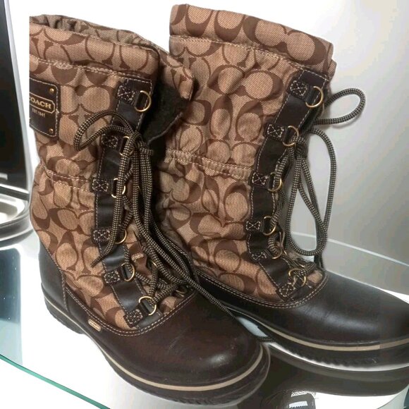 Coach SHAINE Signature Monogram Lace-Up Shoes Brown Khaki Women’s Size 6B - Picture 4 of 8